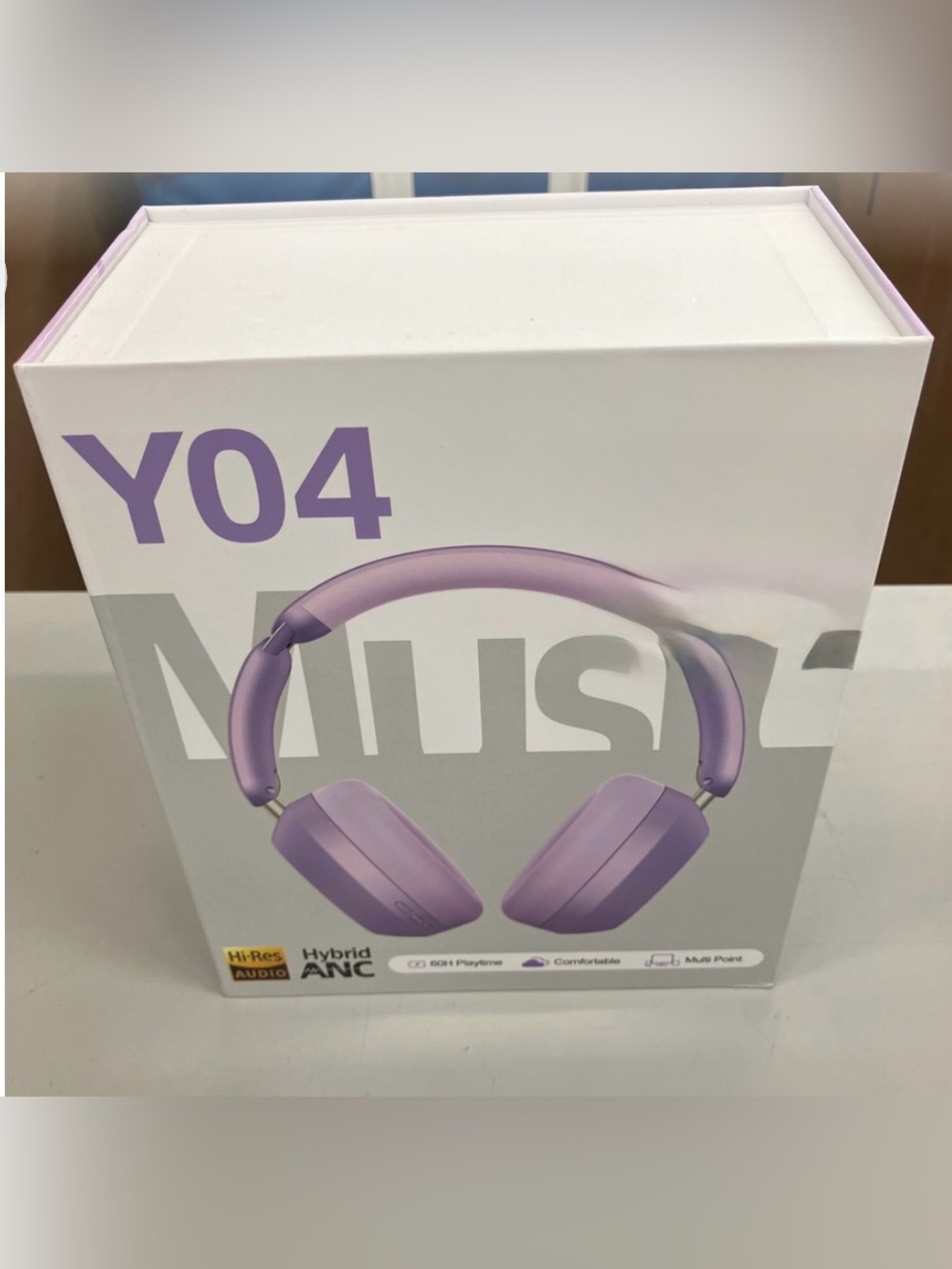 Wentronic Y04 Purple Wireless Bluetooth ANC Over-Ear Headphones - Picture 2 of 9